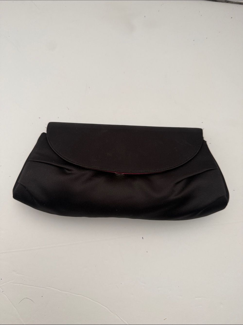 Black Satin Evening Clutch with Flap